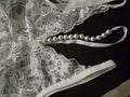 Luxury White Lace Pearl Crotchless Thong Lingerie/Panty